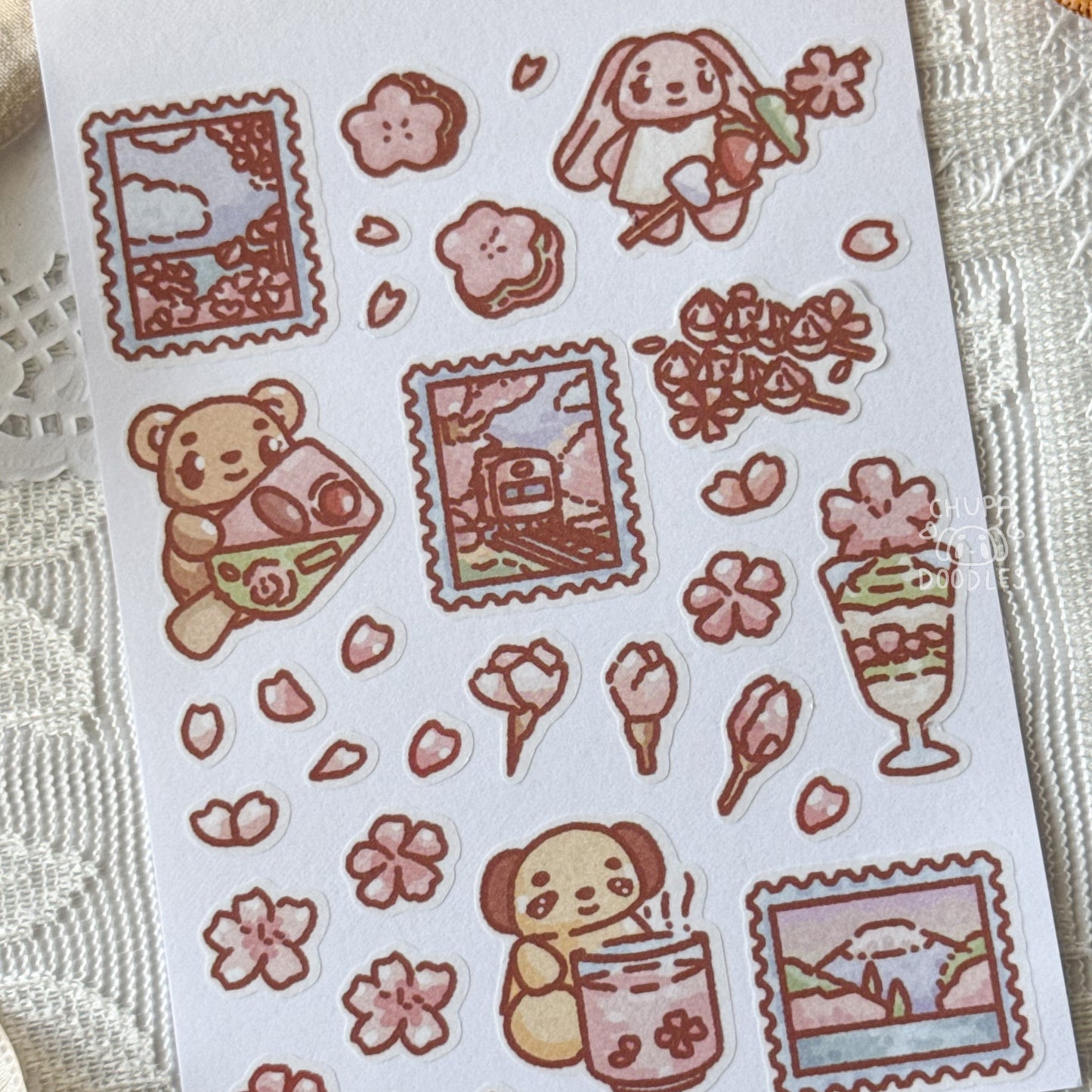 Blossoms In Japan Cute Sticker Sheet