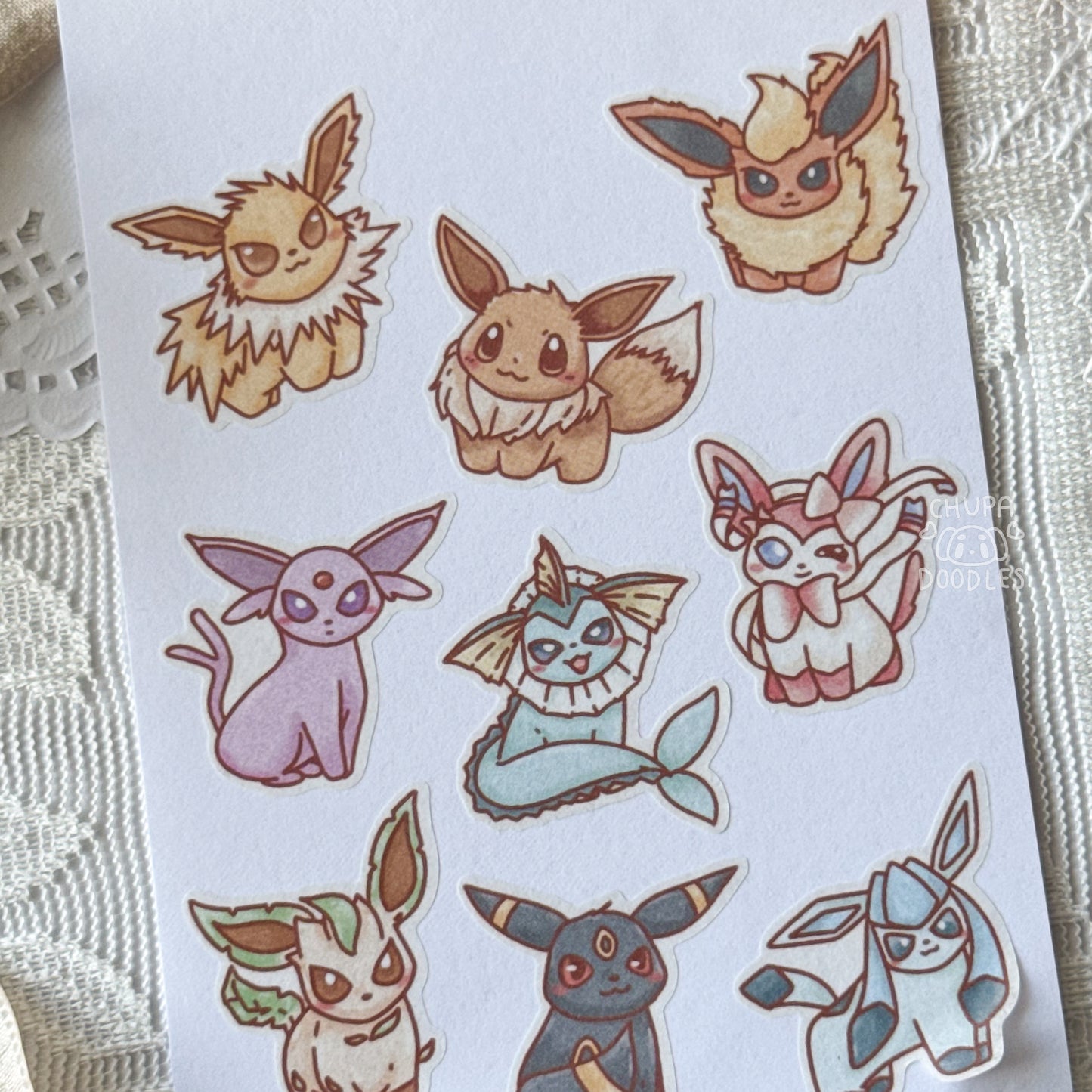 Eevee Evolutions Cute Sticker Sheet (Pokemon)