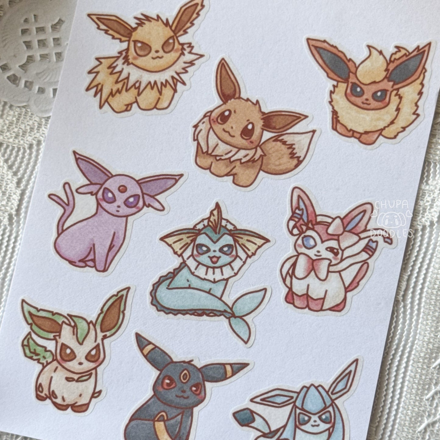 Eevee Evolutions Cute Sticker Sheet (Pokemon)