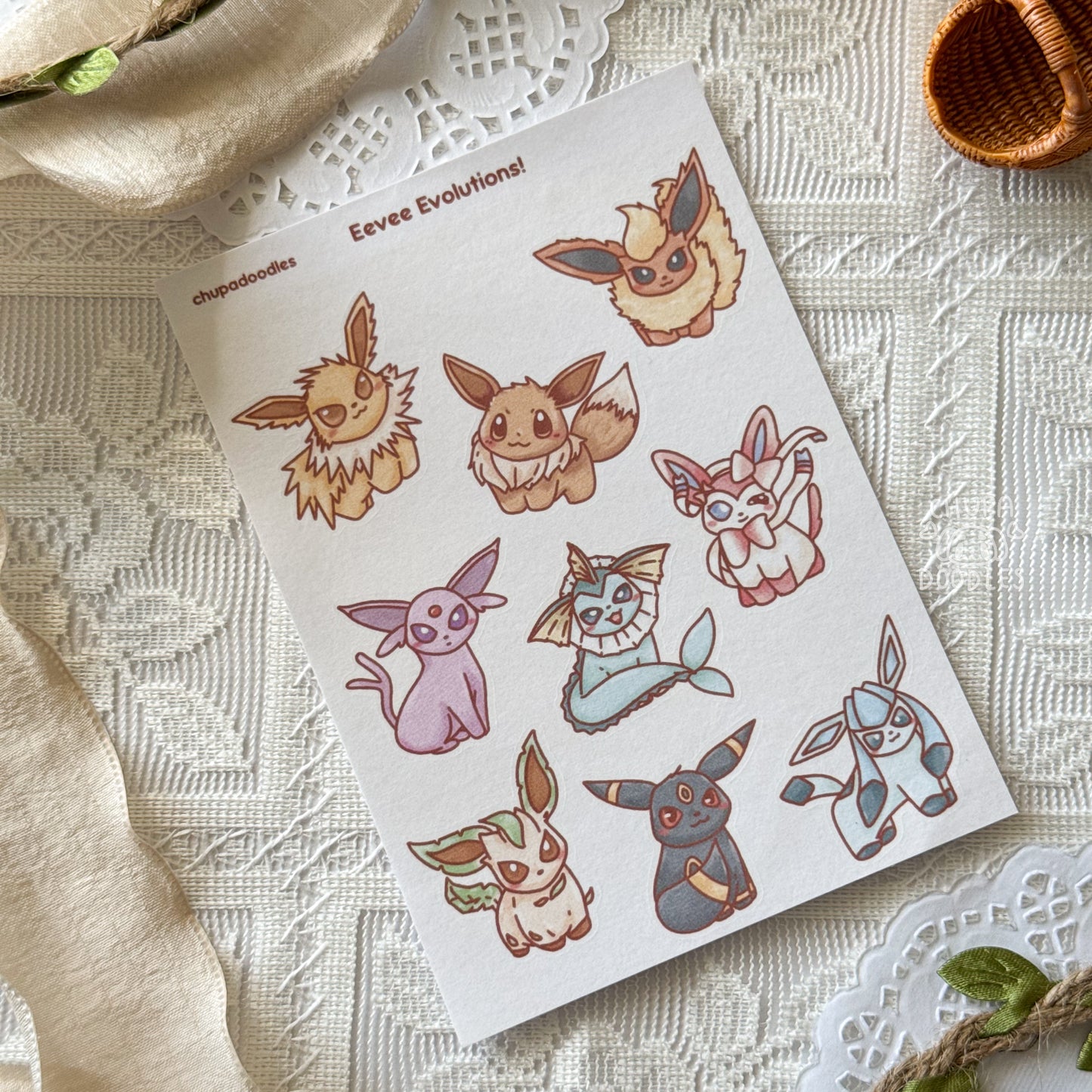 Eevee Evolutions Cute Sticker Sheet (Pokemon)
