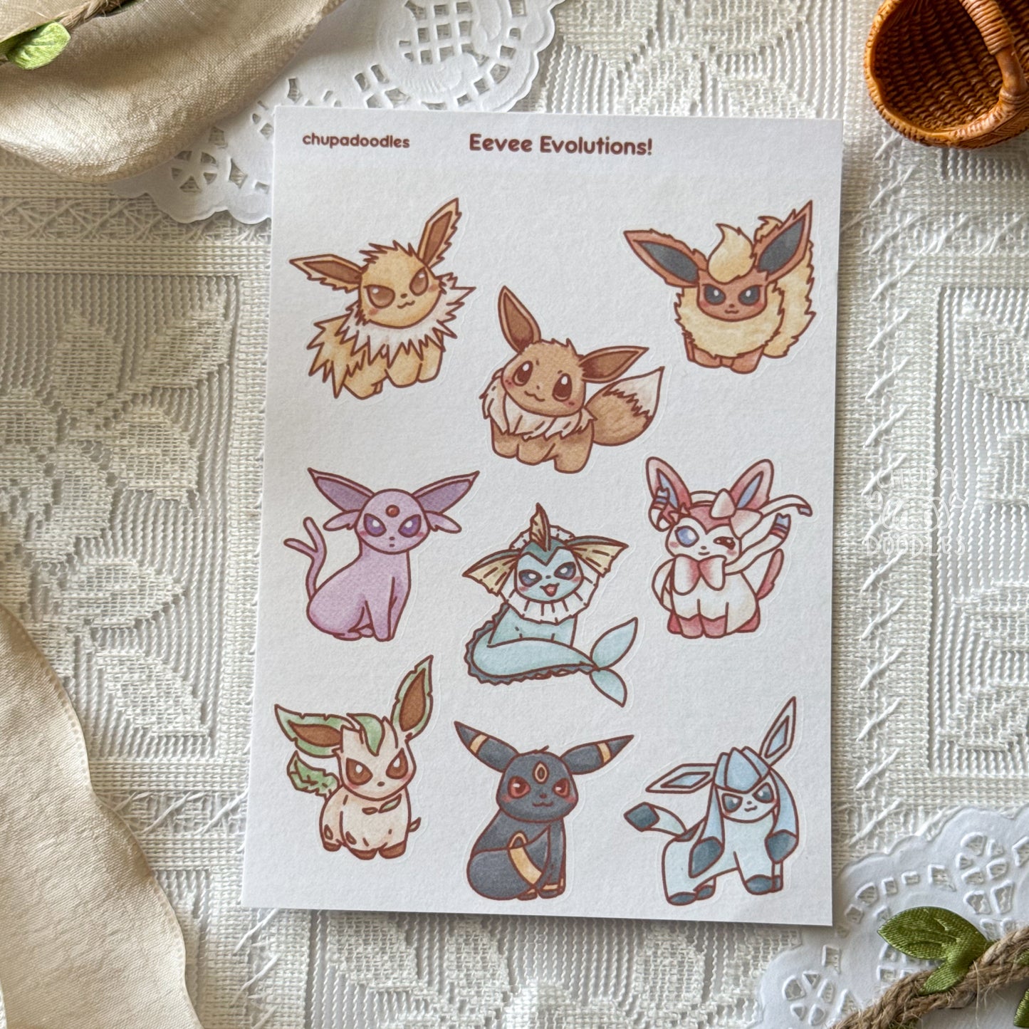 Eevee Evolutions Cute Sticker Sheet (Pokemon)