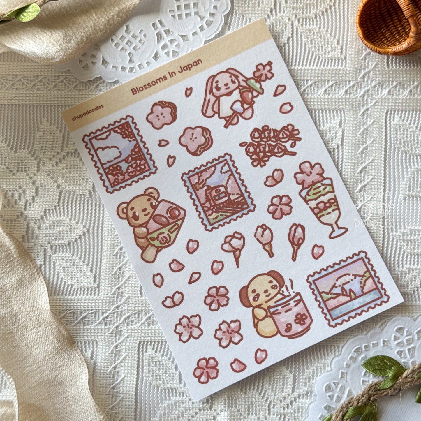 Blossoms In Japan Cute Sticker Sheet
