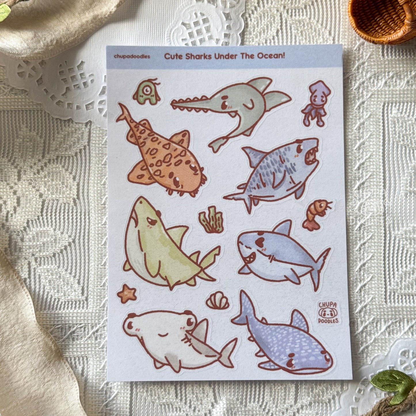 Sharks Cute Sticker Sheet