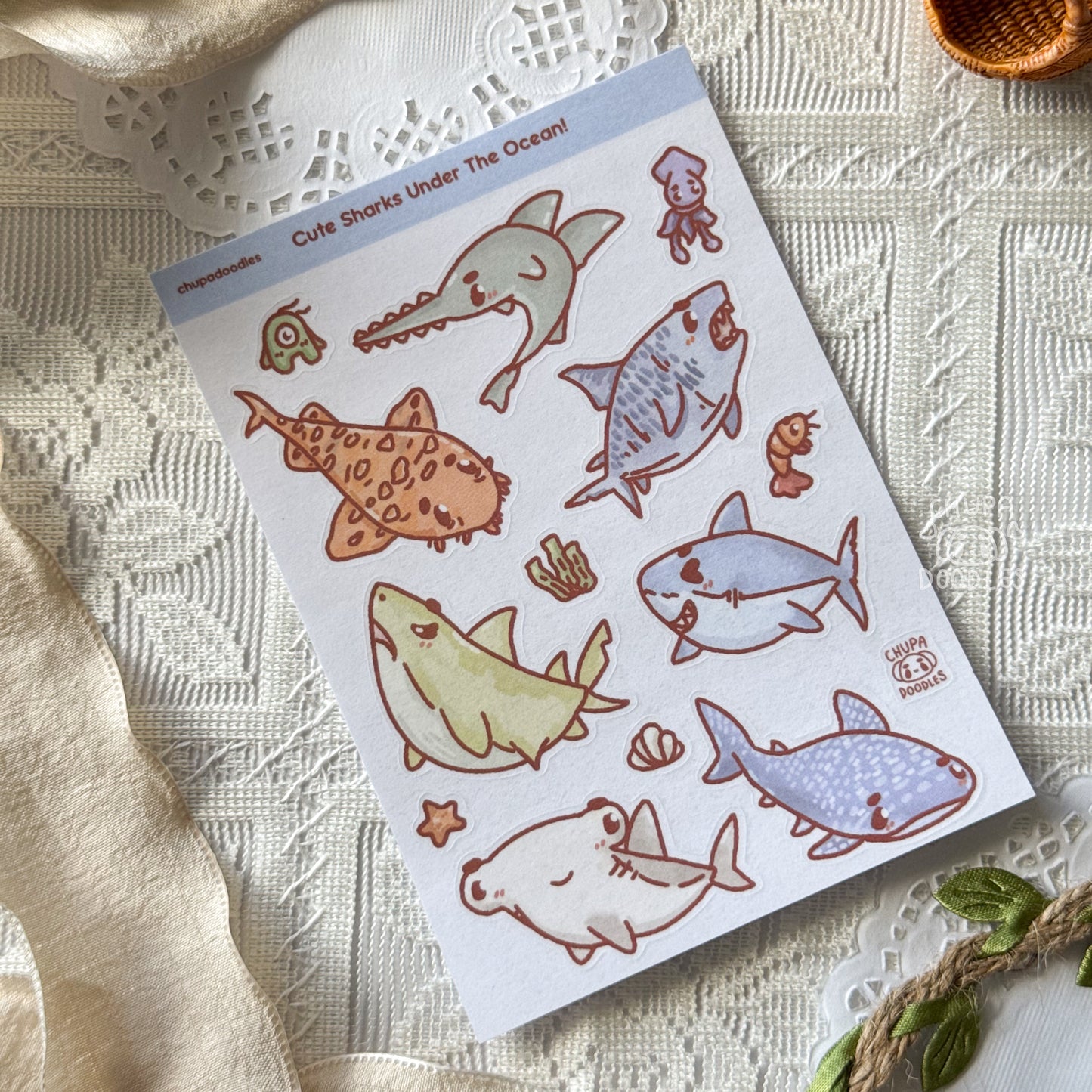 Sharks Cute Sticker Sheet