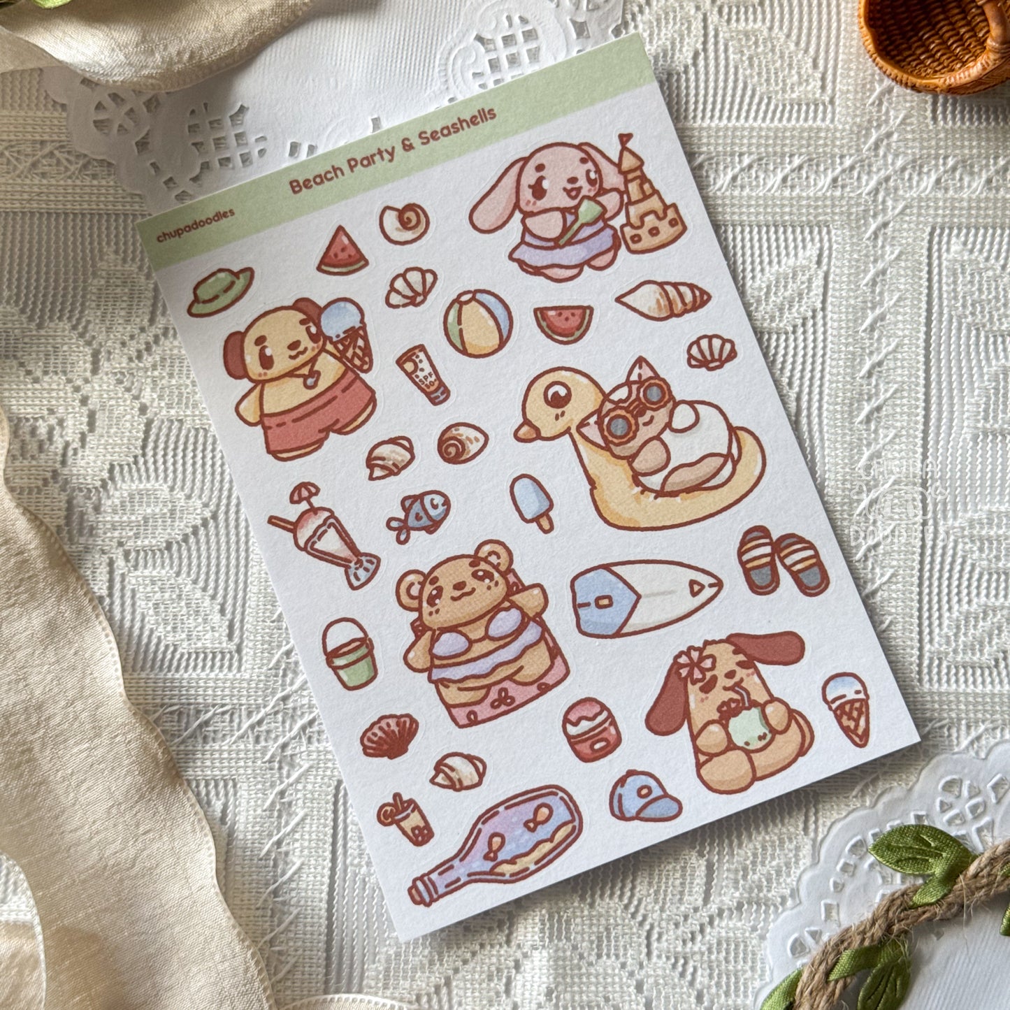 On The Beach Cute Sticker Sheet