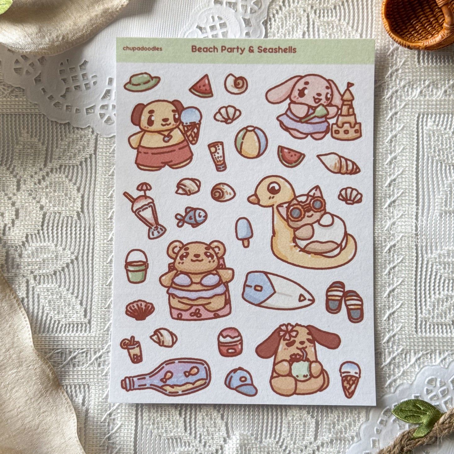 On The Beach Cute Sticker Sheet
