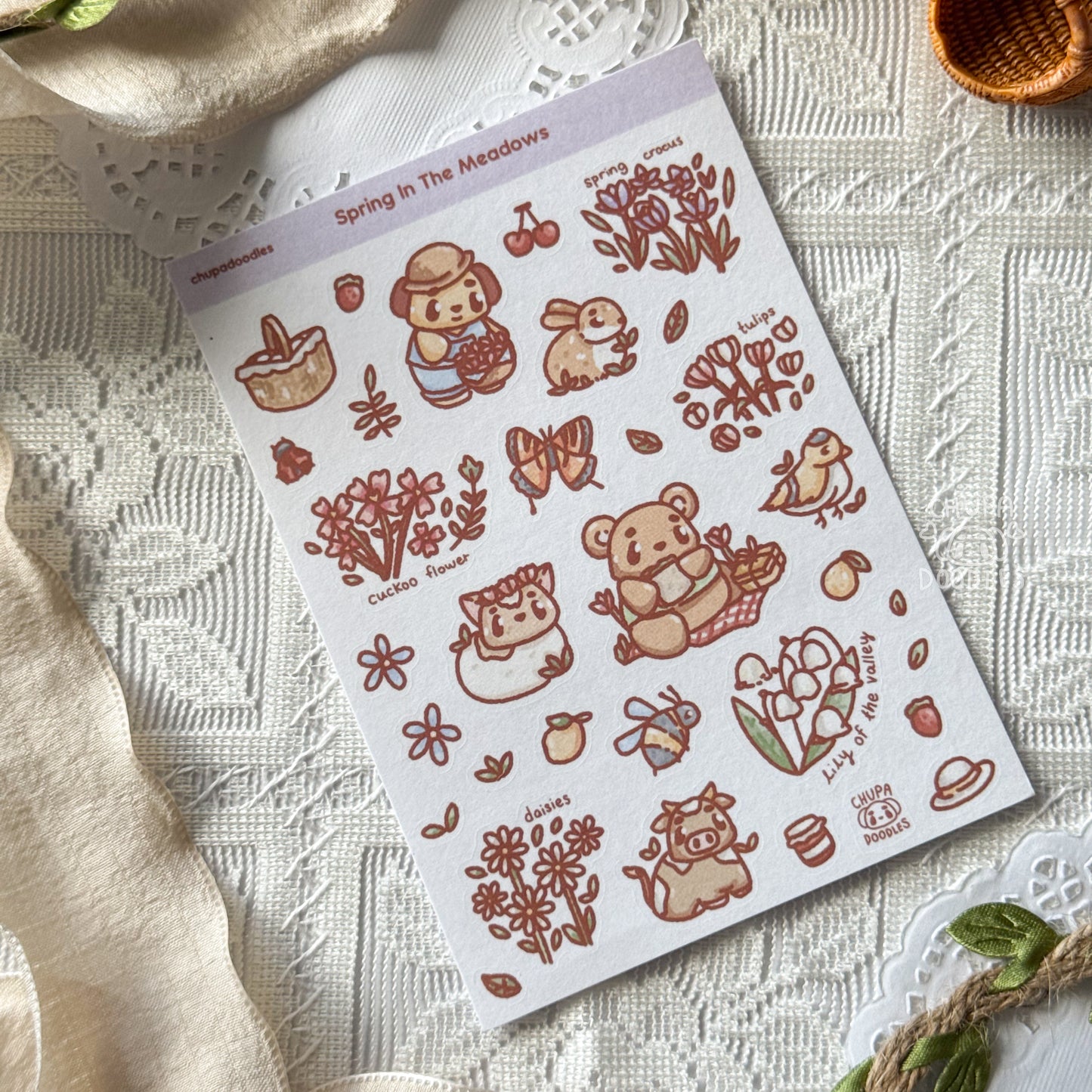 Spring In The Meadow Cute Sticker Sheet