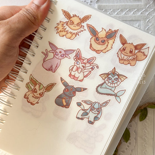 Eevee Evolutions Cute Sticker Sheet (Pokemon)