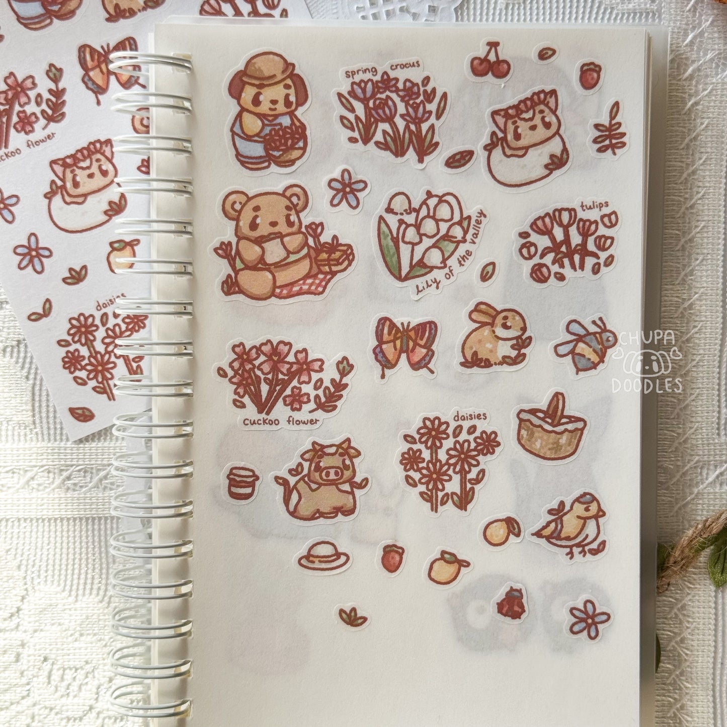 Spring In The Meadow Cute Sticker Sheet