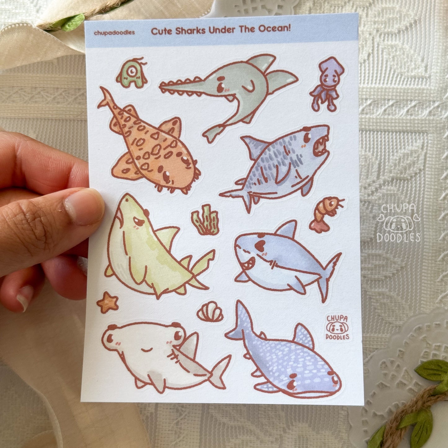 Sharks Cute Sticker Sheet