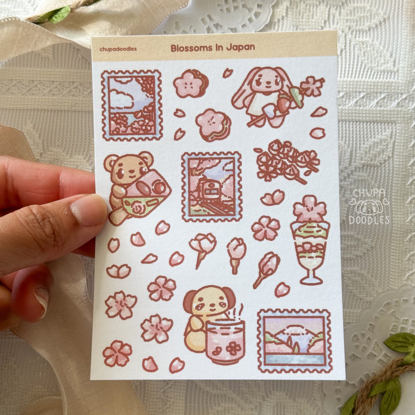 Blossoms In Japan Cute Sticker Sheet