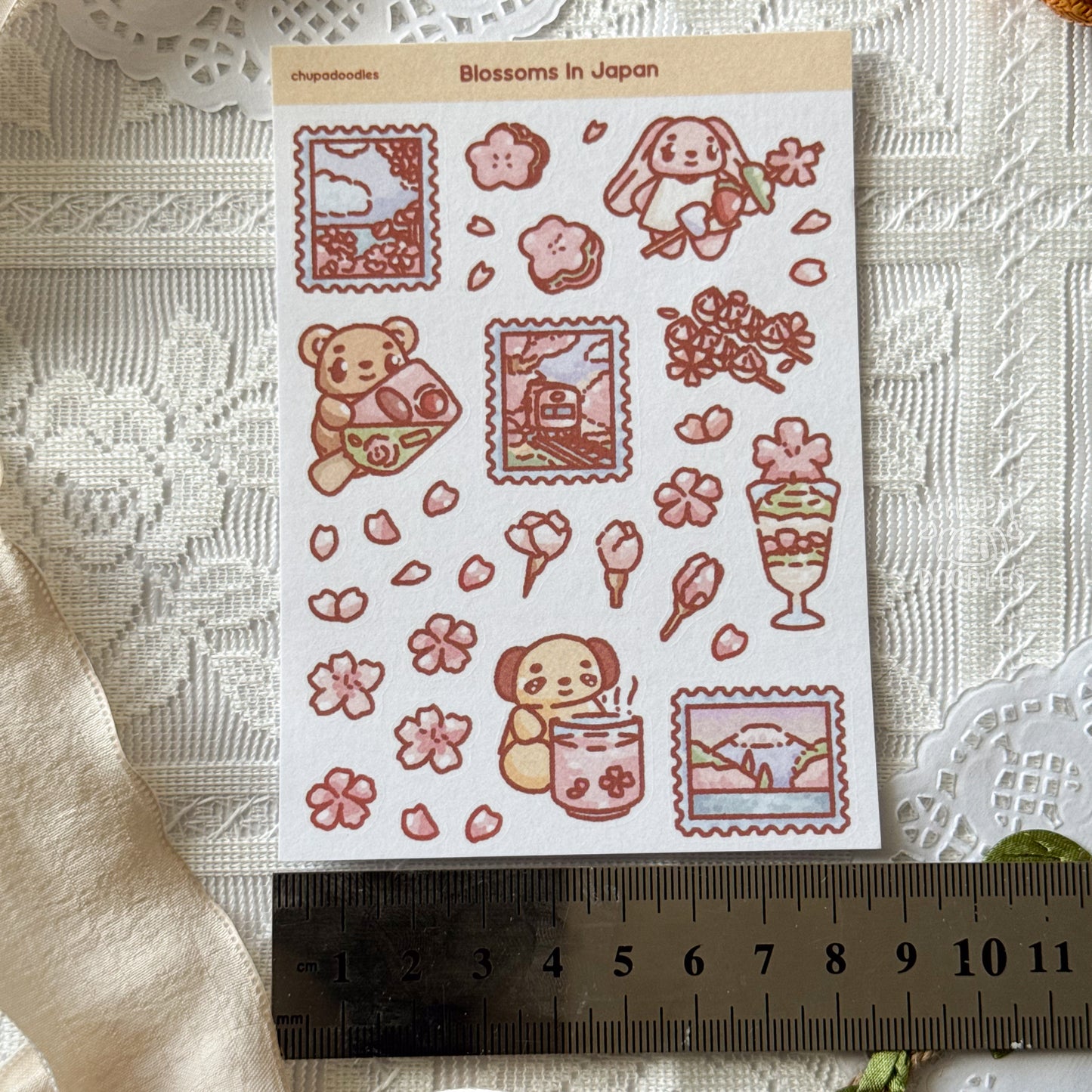 Blossoms In Japan Cute Sticker Sheet