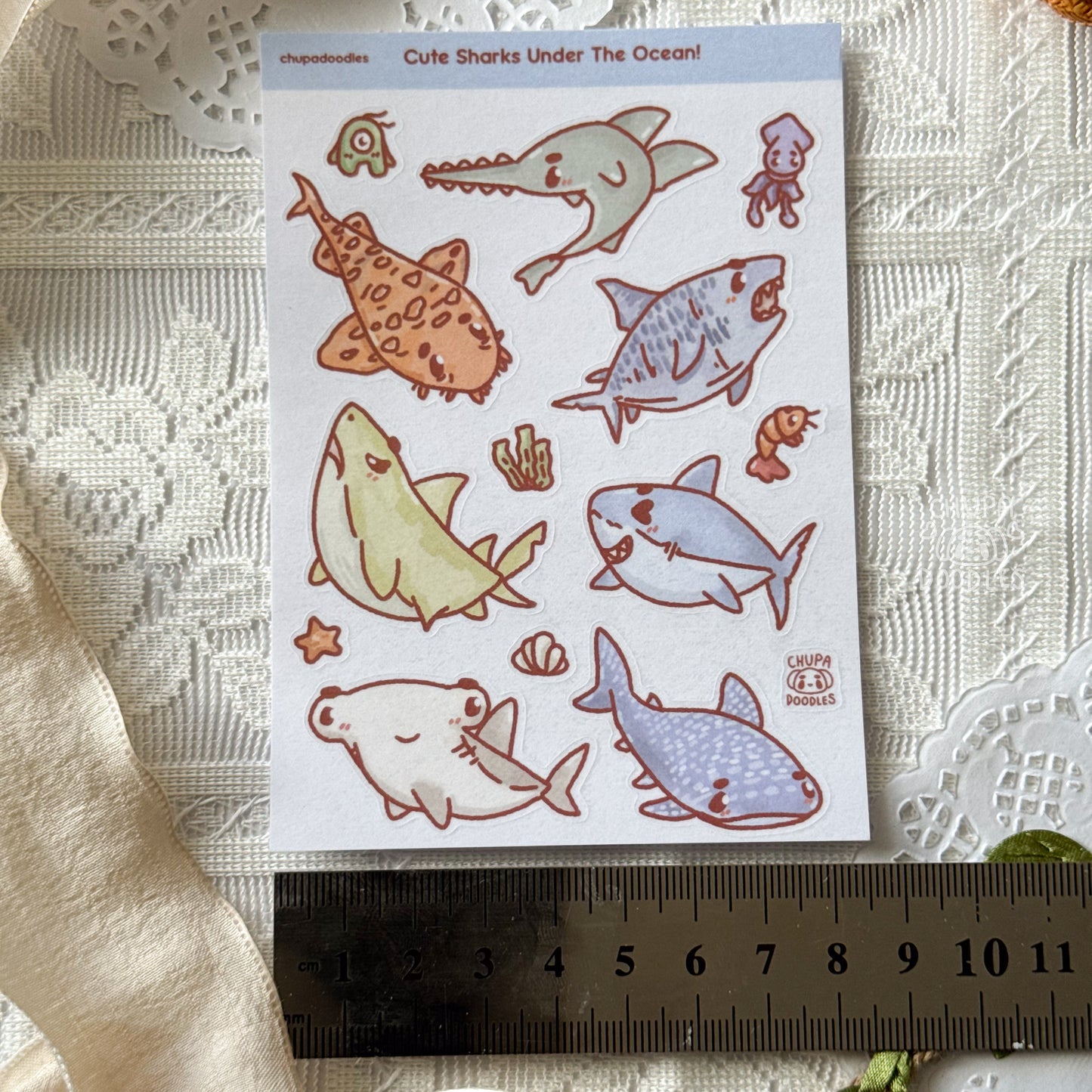 Sharks Cute Sticker Sheet