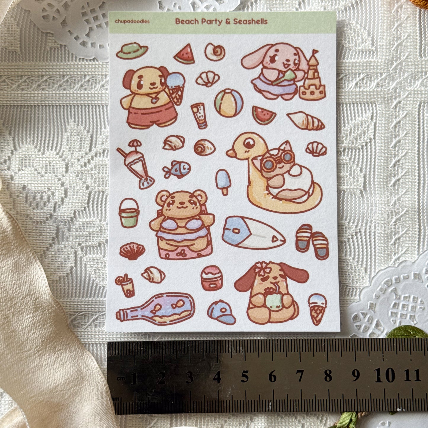 On The Beach Cute Sticker Sheet