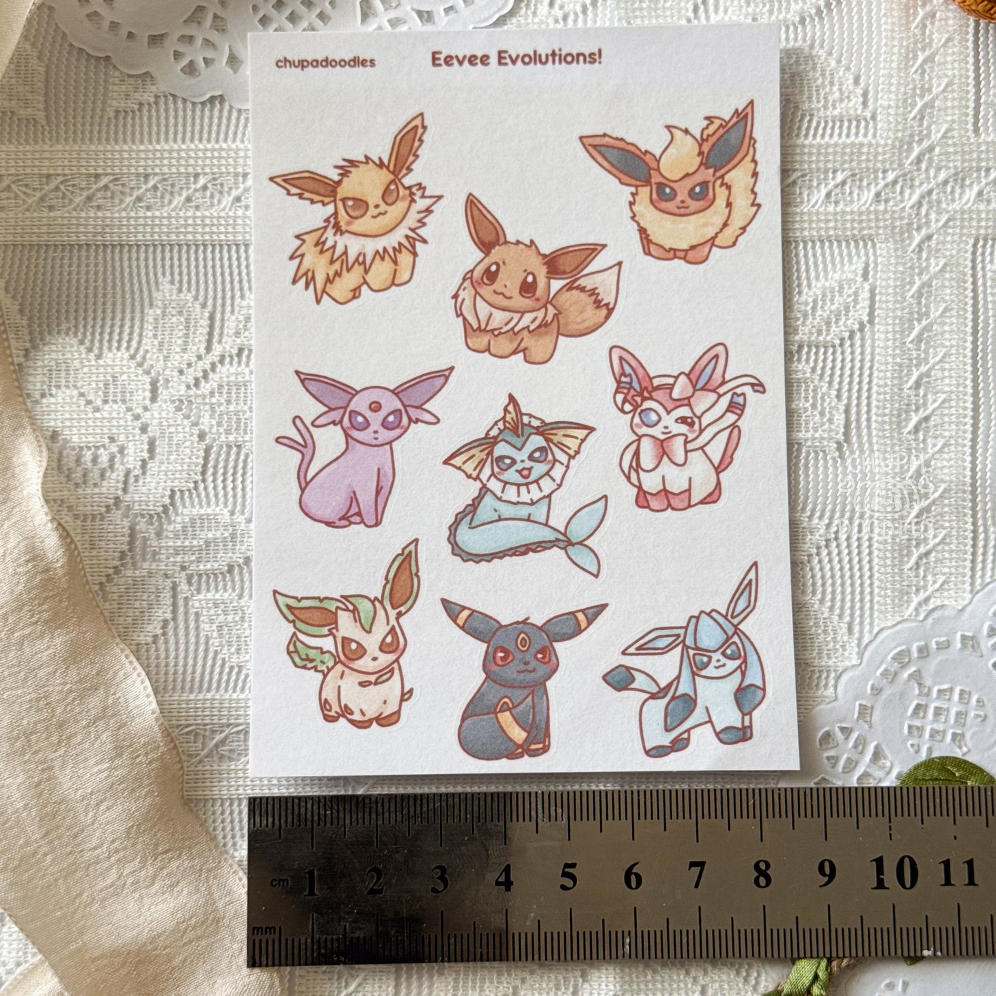 Eevee Evolutions Cute Sticker Sheet (Pokemon)