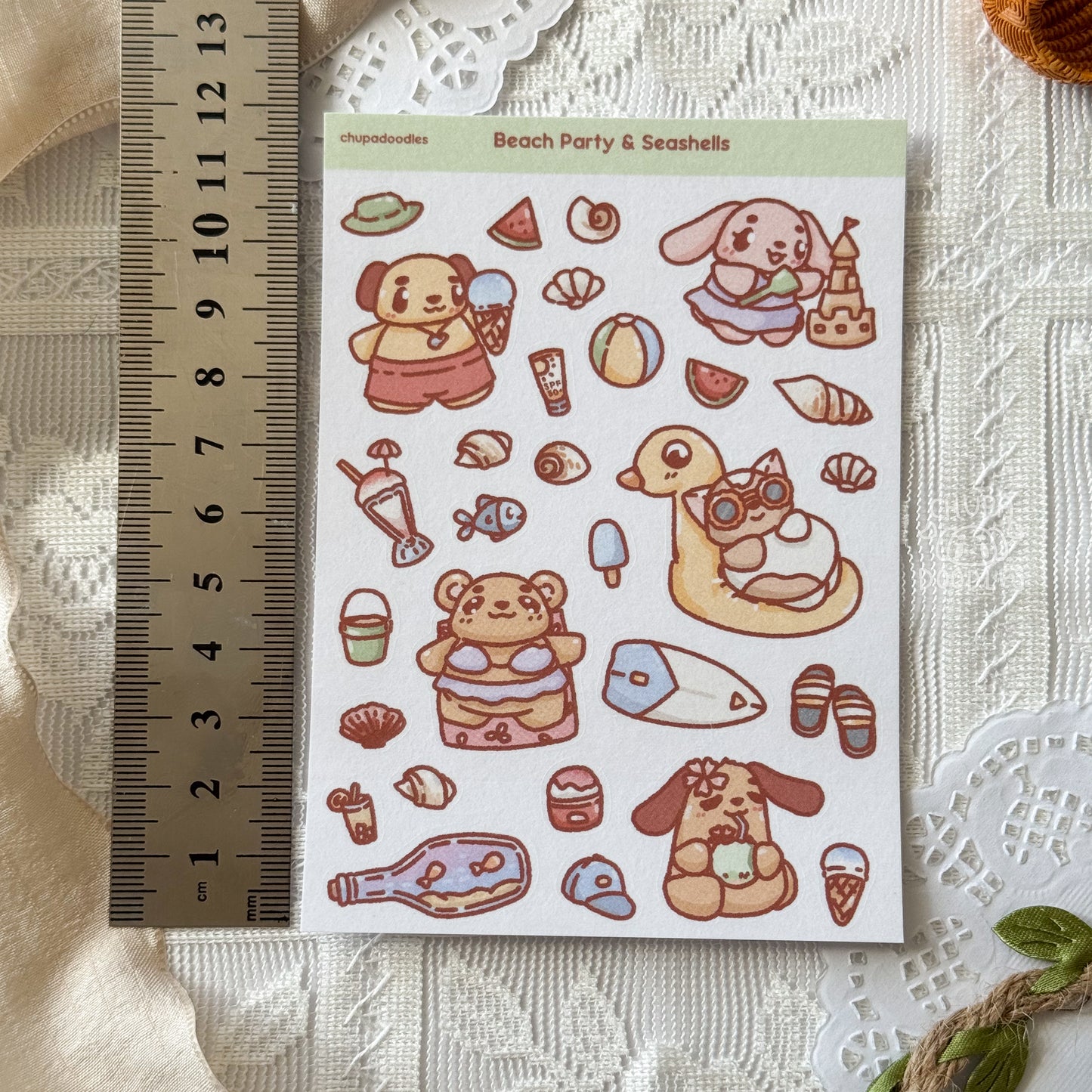 On The Beach Cute Sticker Sheet