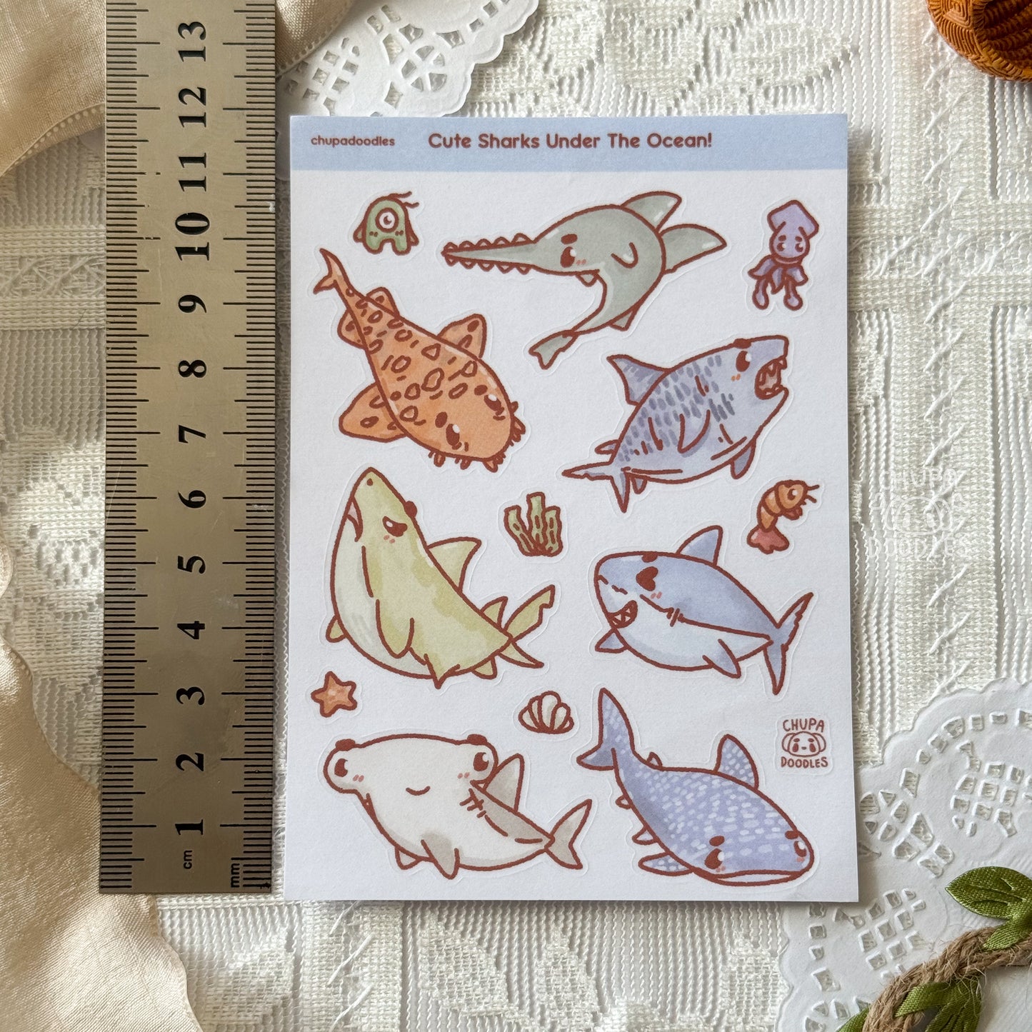 Sharks Cute Sticker Sheet