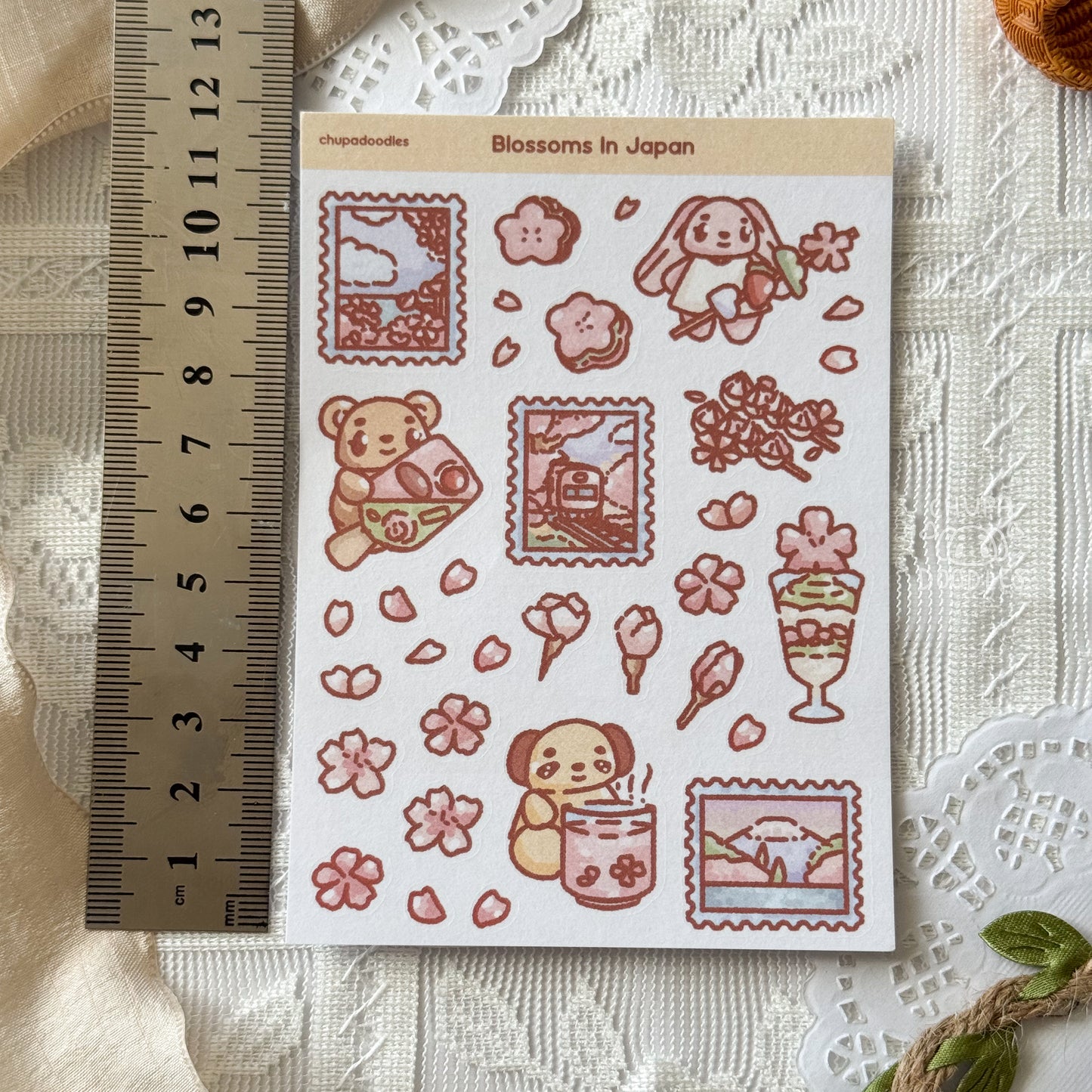 Blossoms In Japan Cute Sticker Sheet