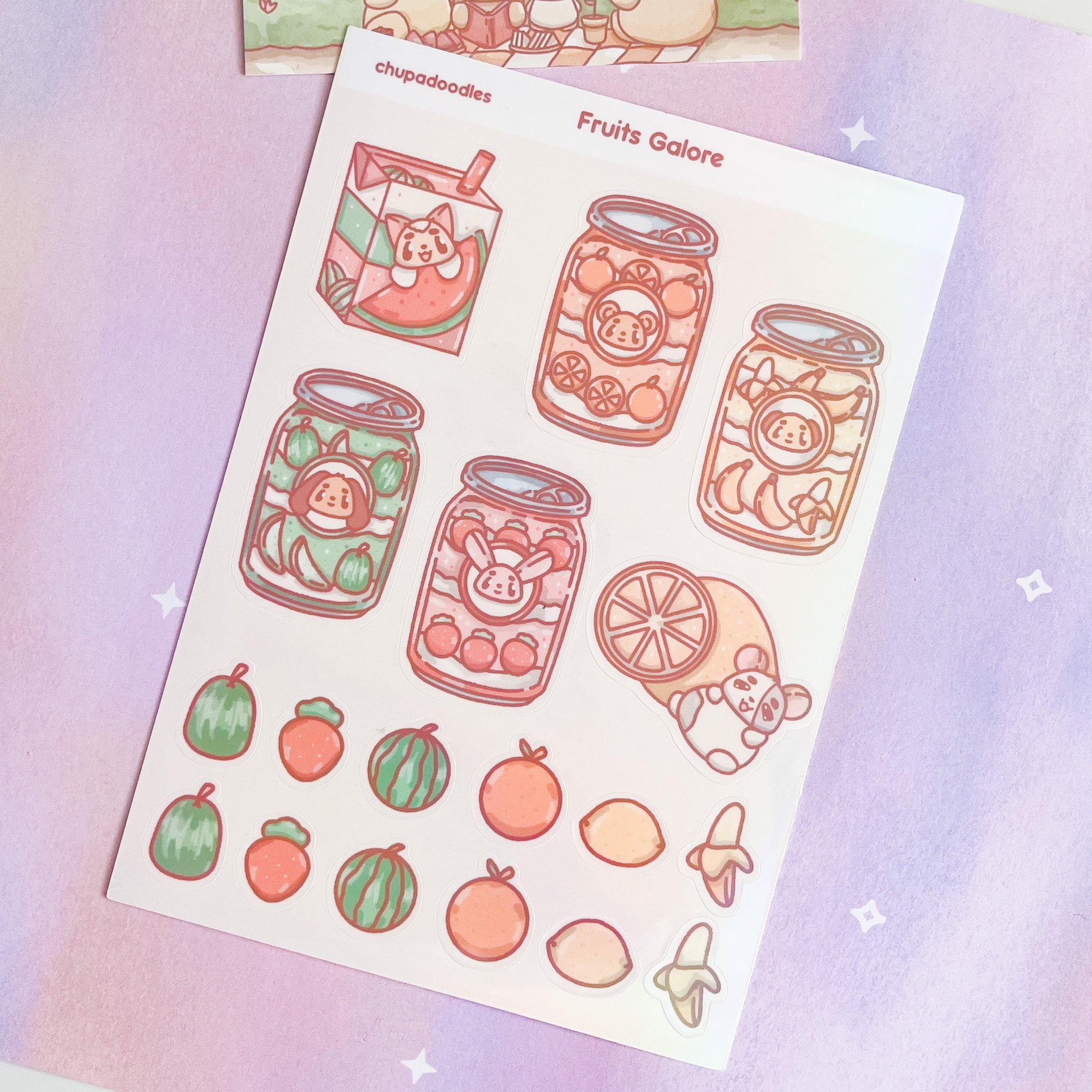 Fruits Galore Holo Sticker Sheet Kawaii Stationery Australia