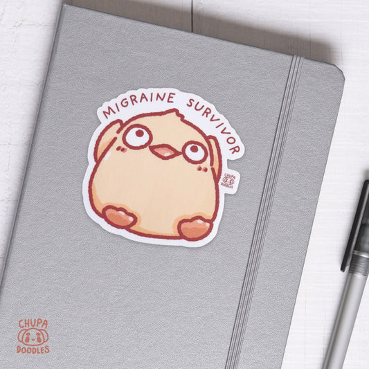 Duck Migraine Survivor Cute Sticker (Matte Finish)-chupadoodles