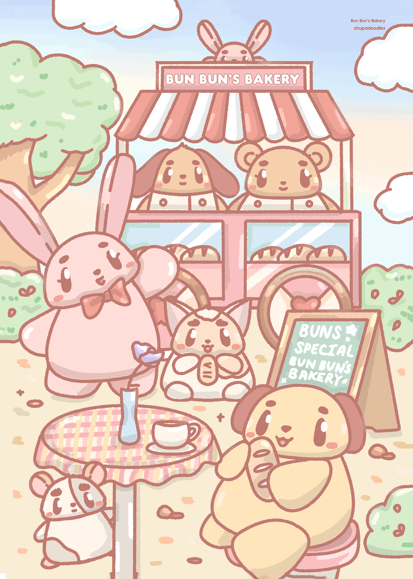 Bun Bun’s Bakery Original A5 Postcard Print