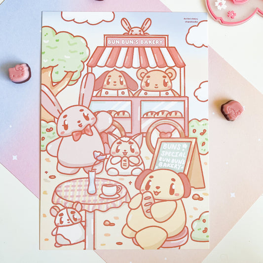 Bun Bun’s Bakery Original A5 Postcard Print