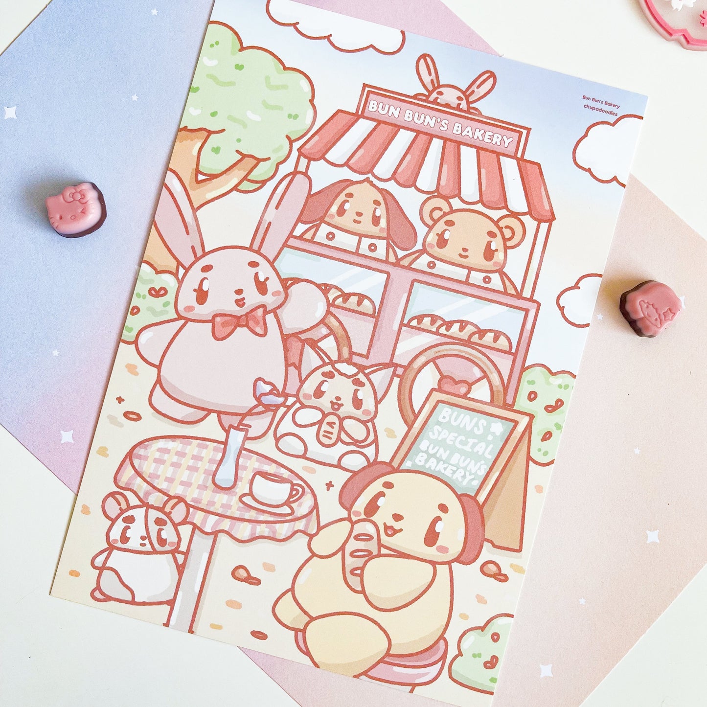 Bun Bun’s Bakery Original A5 Postcard Print