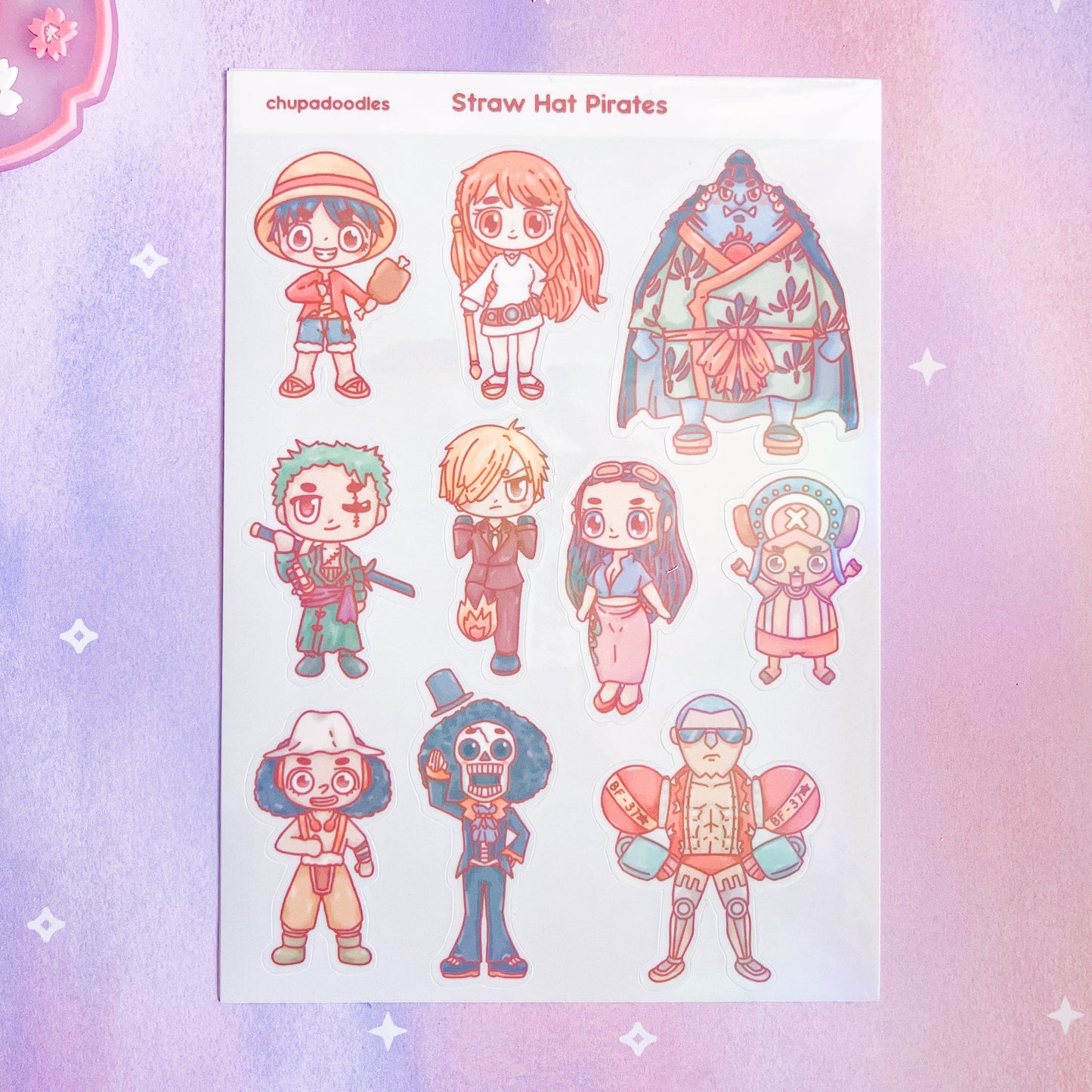 One Piece Holo Cute Sticker Sheet-chupadoodles