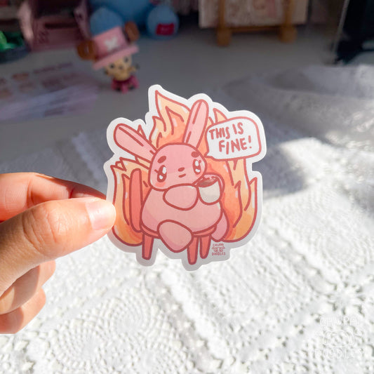 This Is Fine Cute Sticker (Matte Finish)-chupadoodles