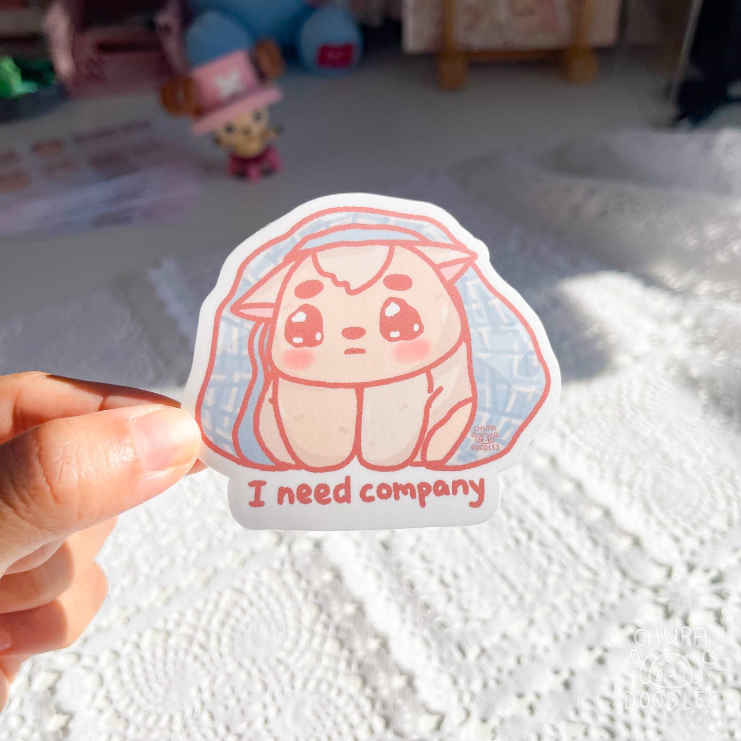 I Need Company Cute Sticker (Matte Finish)-chupadoodles