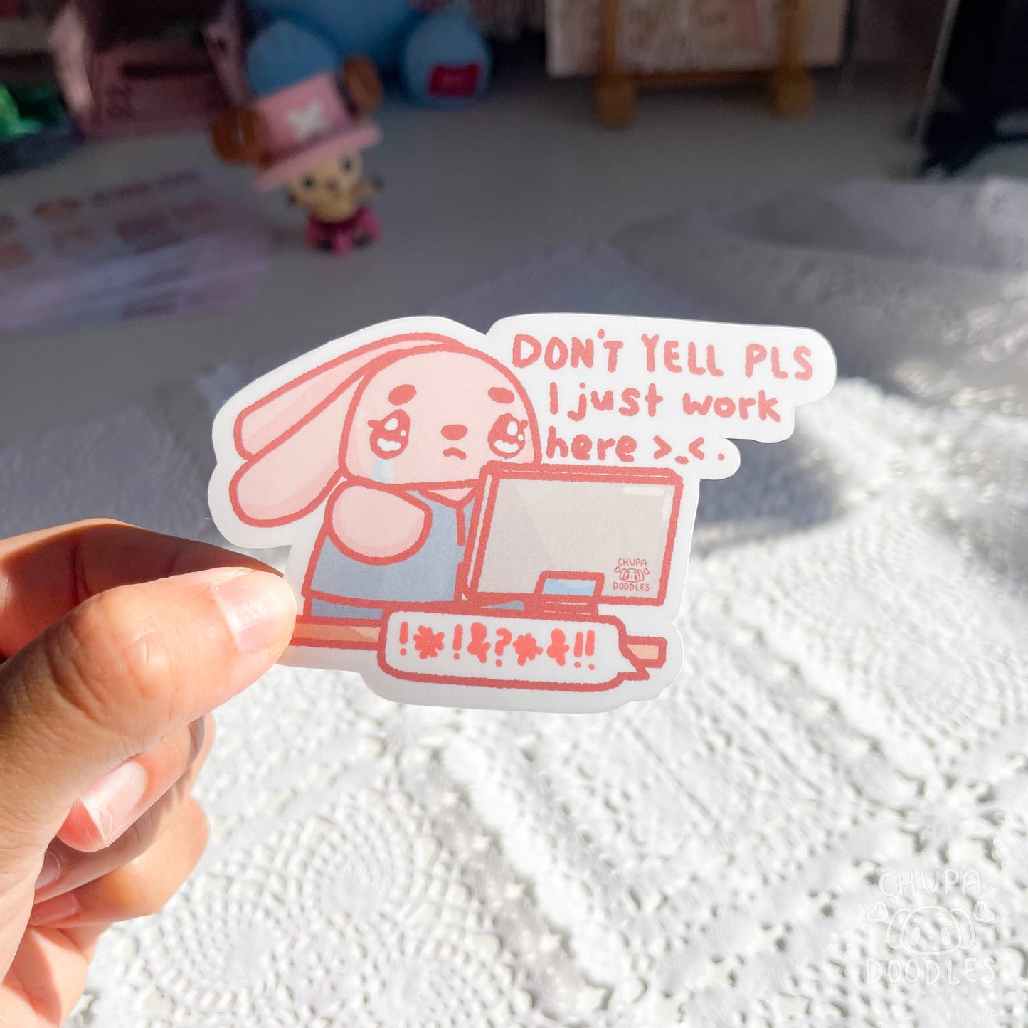 Don't Yell I Just Work Here Cute Sticker (Matte Finish)-chupadoodles
