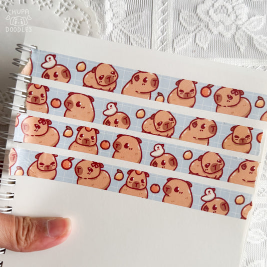 Capybara washi tape close up, kawaii capybara stationery