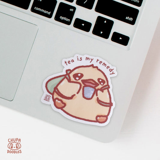 Duck Tea Is My Remedy Cute Sticker (Matte Finish)-chupadoodles