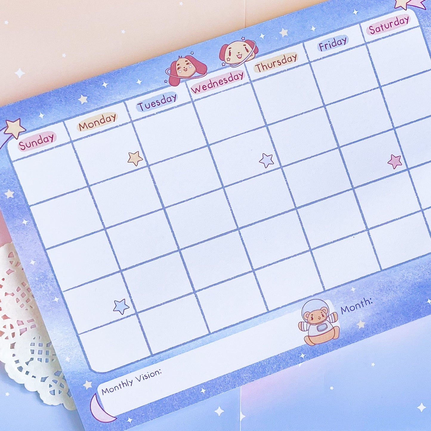 A4 Starry Dreams Monthly Planner Notepad