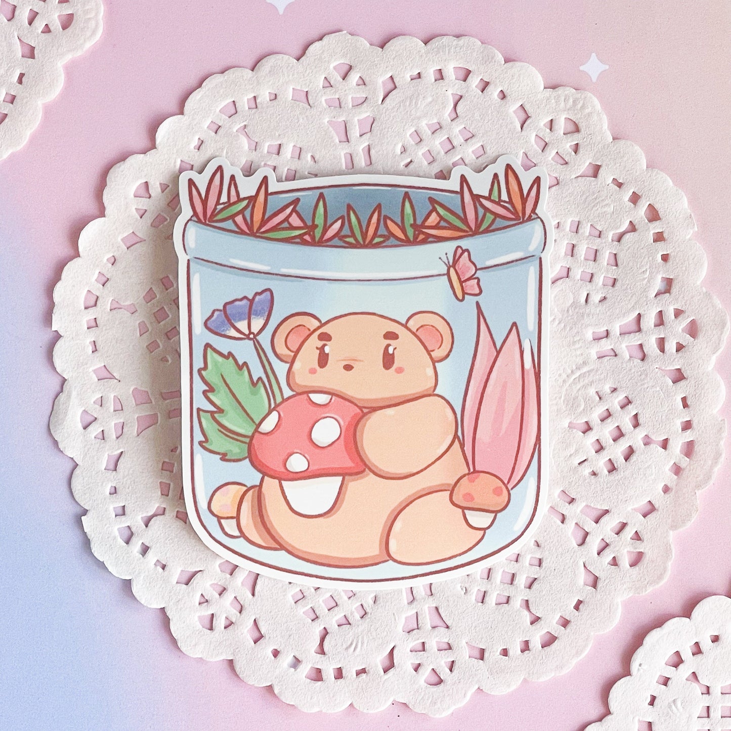 Berry Mushroom Jar Die Cut Sticker