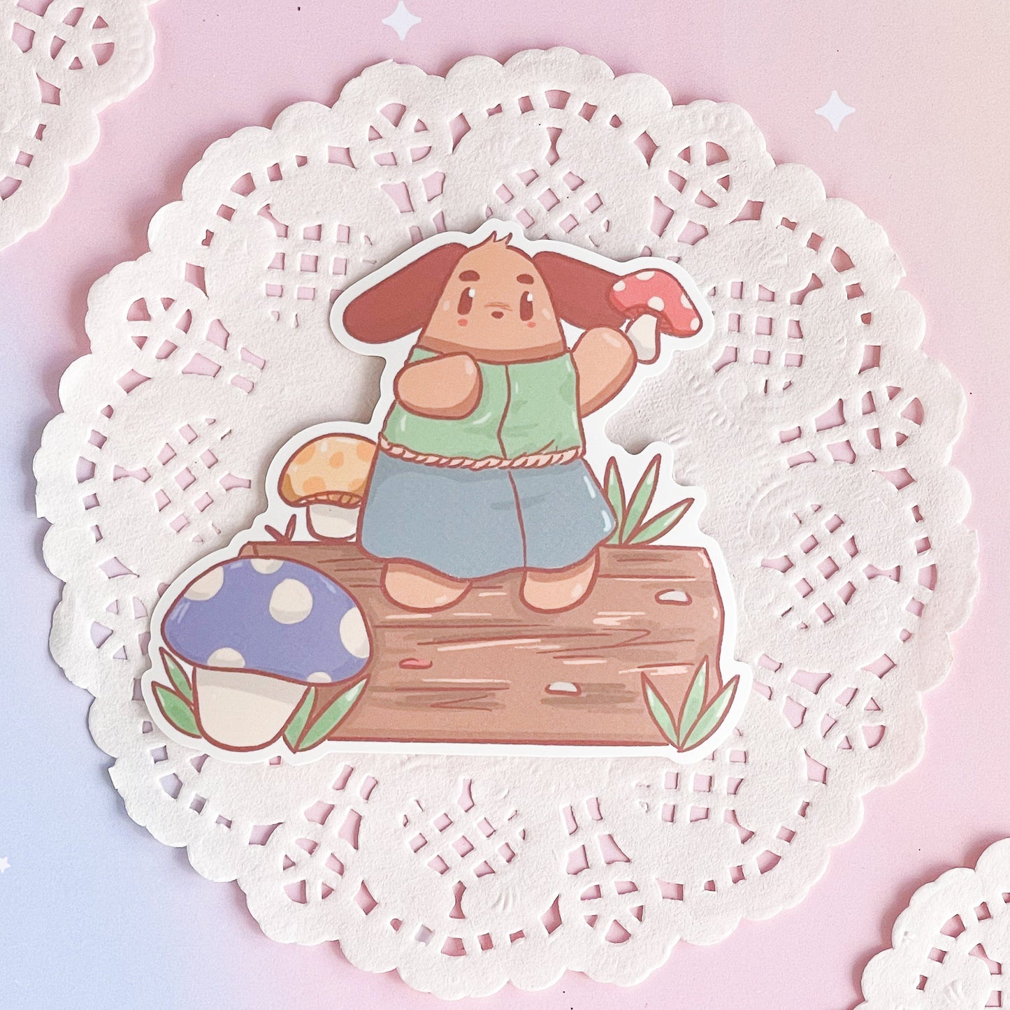 Barky Mushroom Log Die Cut Sticker