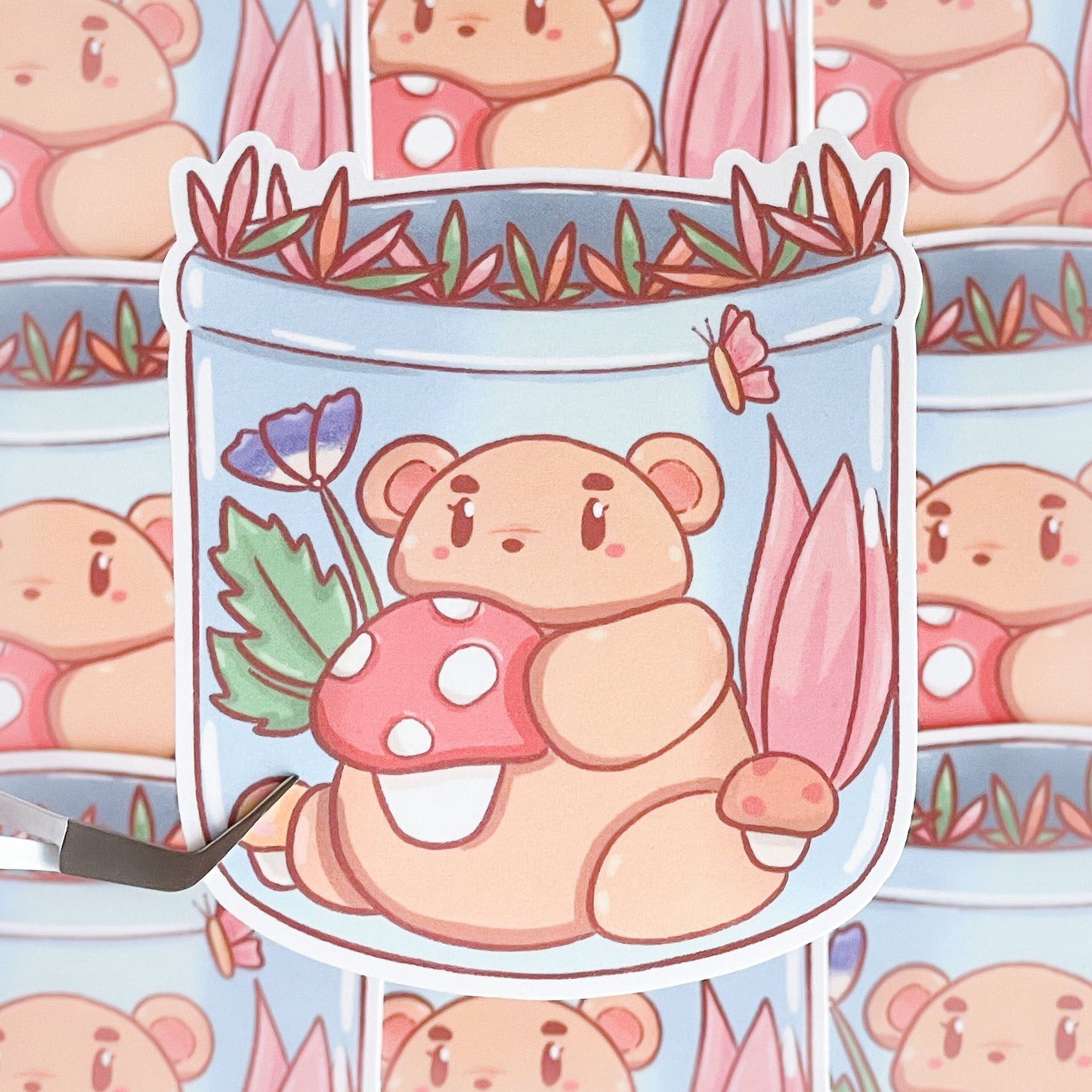 Berry Mushroom Jar Die Cut Sticker