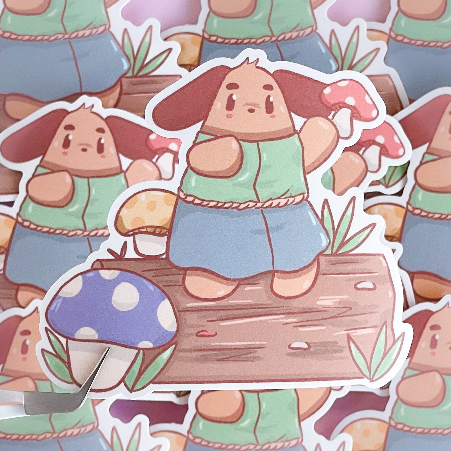 Barky Mushroom Log Die Cut Sticker