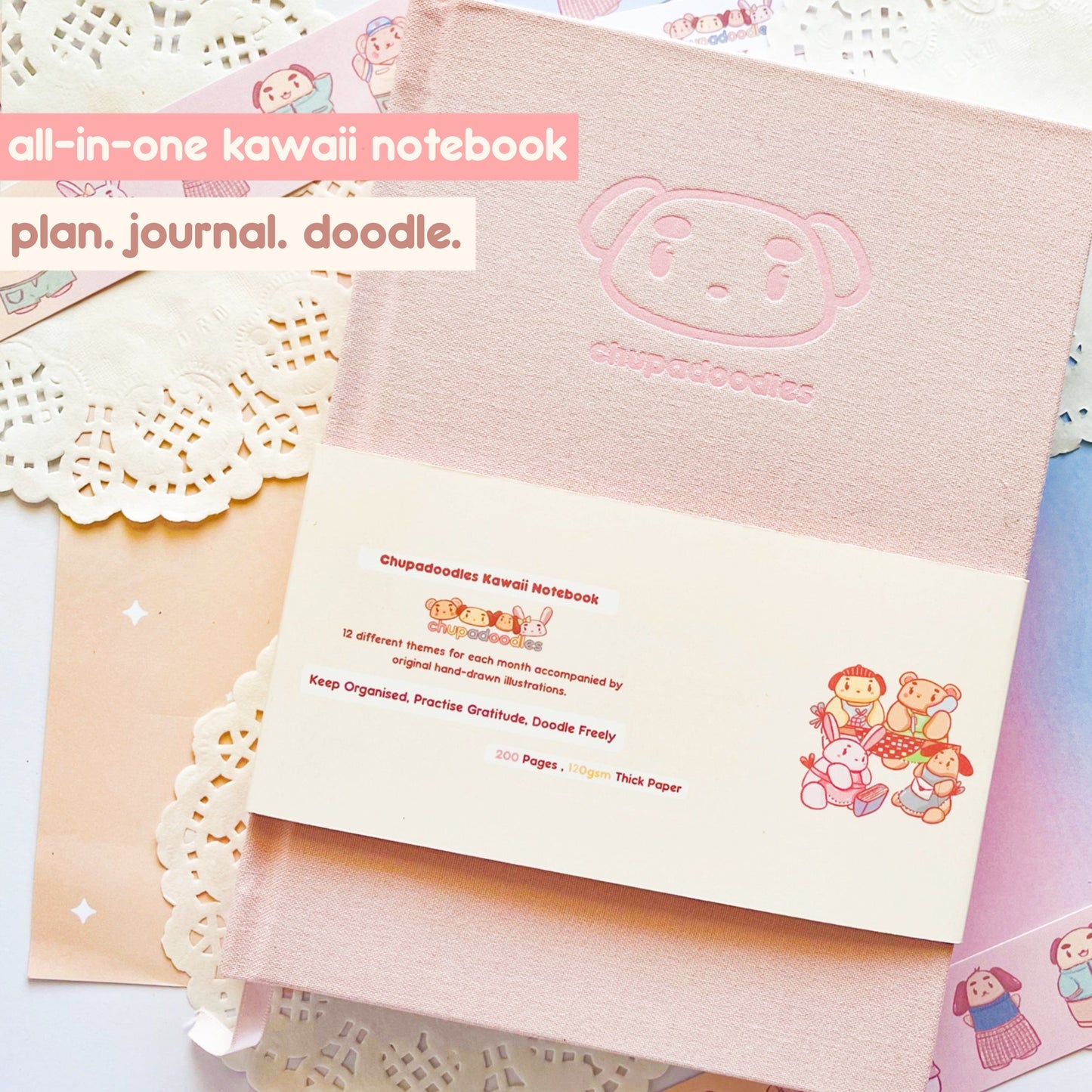 all in one kawaii notebook front