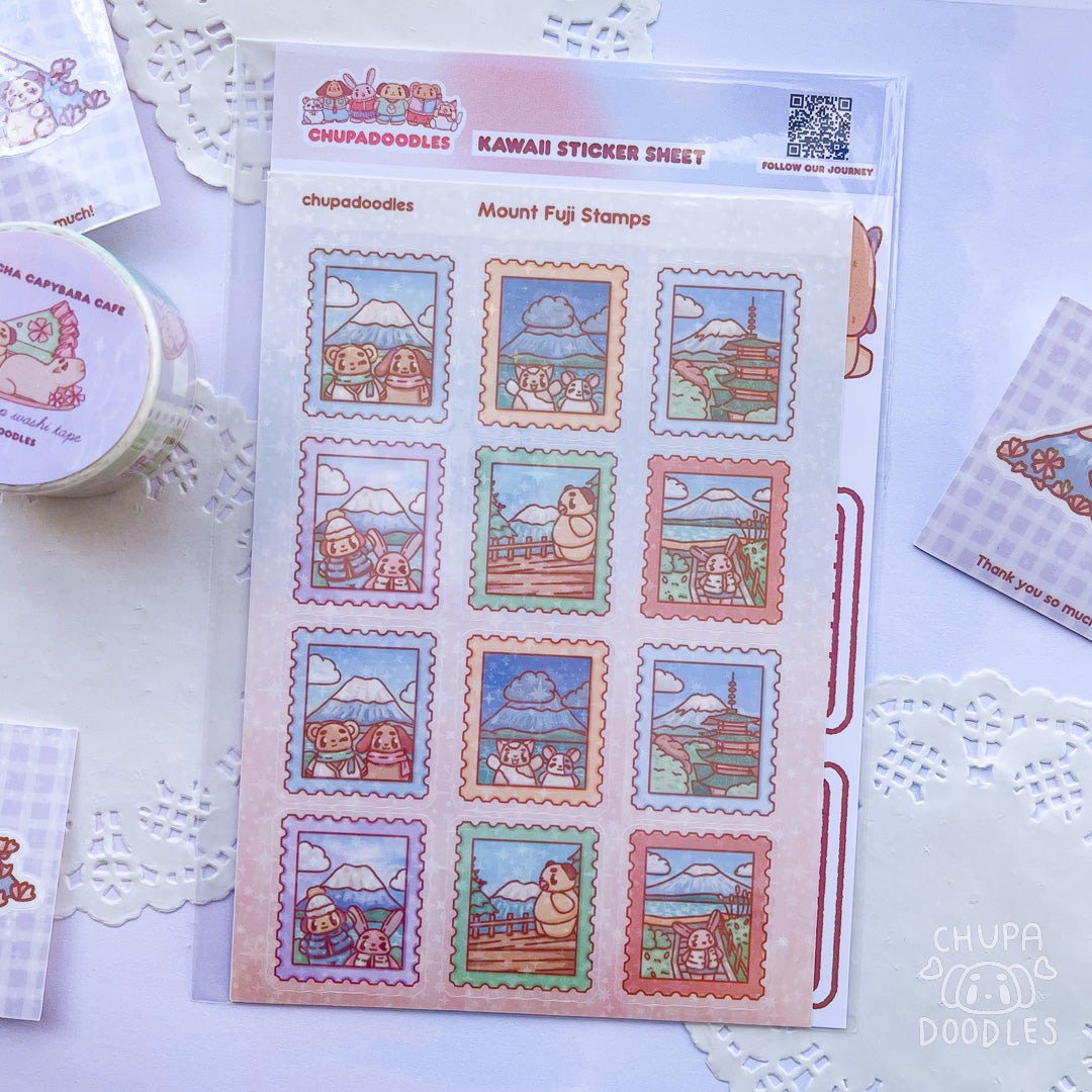 Mount Fuji Stamps Holo Sticker Sheet