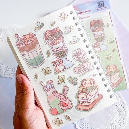 Matcha Forest Cafe Holo Cute Sticker Sheet-chupadoodles