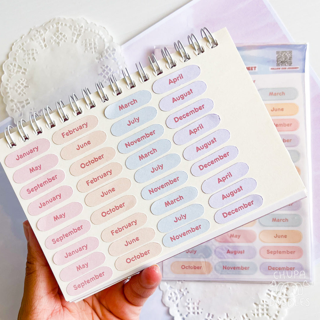 Months Of The Year Planner Sticker Sheet