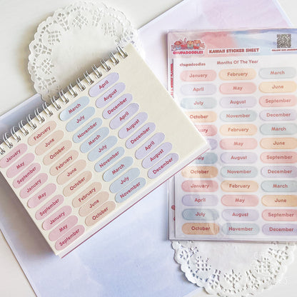 Months Of The Year Planner Sticker Sheet