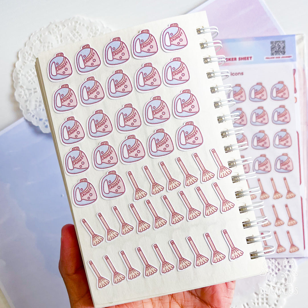 Cleaning Icons Planner Cute Sticker Sheet-chupadoodles