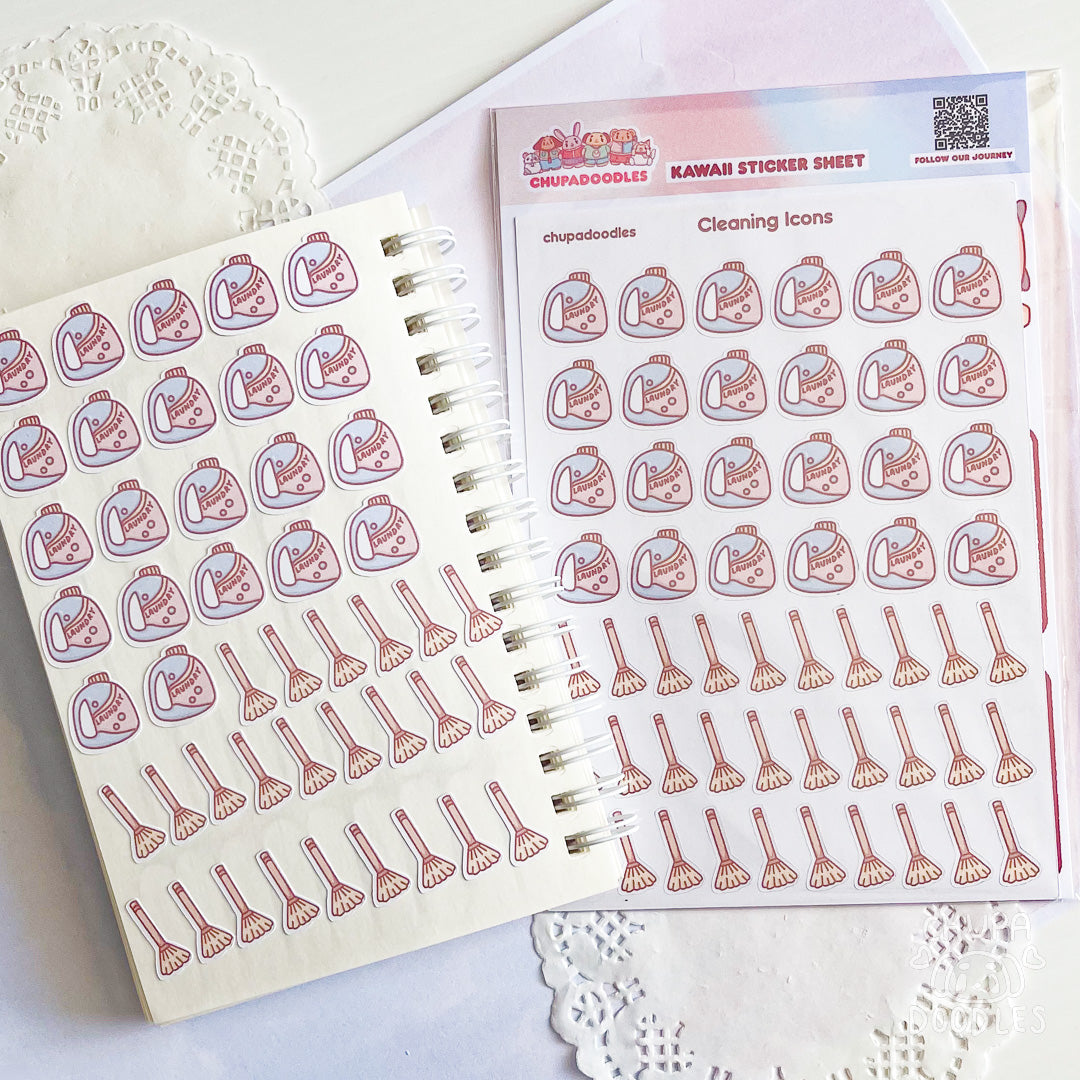 Cleaning Icons Planner Cute Sticker Sheet-chupadoodles