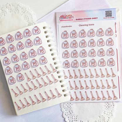 Cleaning Icons Planner Cute Sticker Sheet-chupadoodles