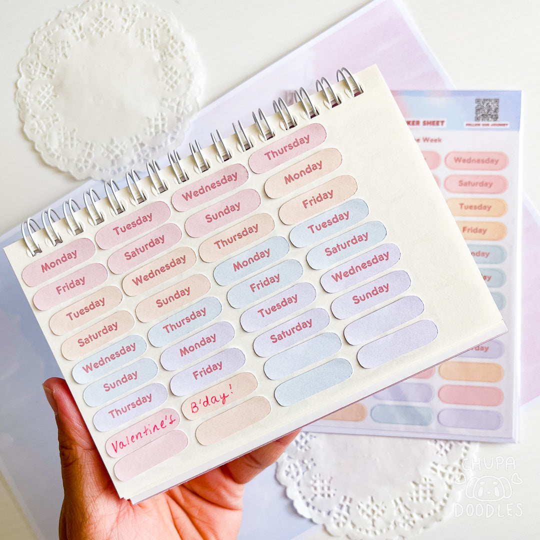 Days Of The Week Planner Sticker Sheet