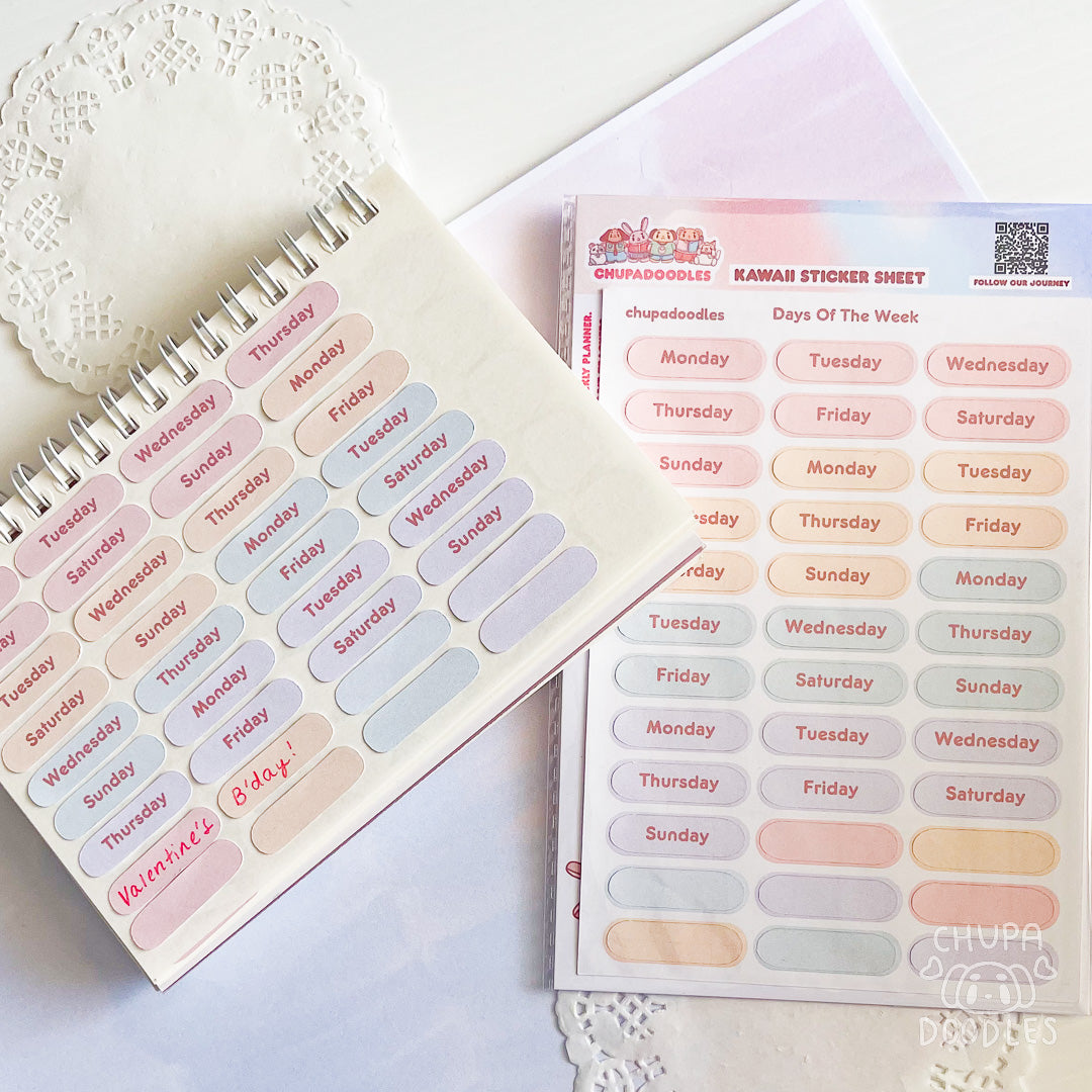 Days Of The Week Planner Sticker Sheet