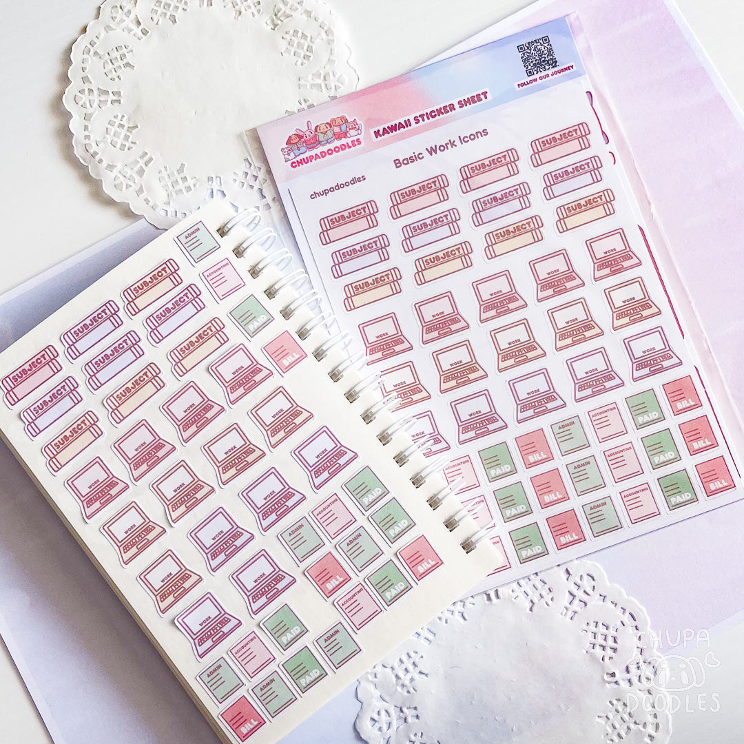 Basic Work Icons Planner Cute Sticker Sheet-chupadoodles