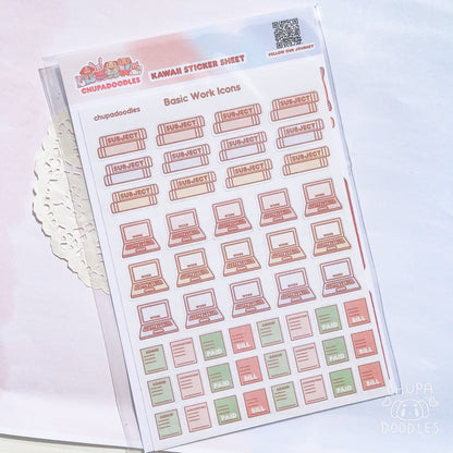 Basic Work Icons Planner Cute Sticker Sheet-chupadoodles